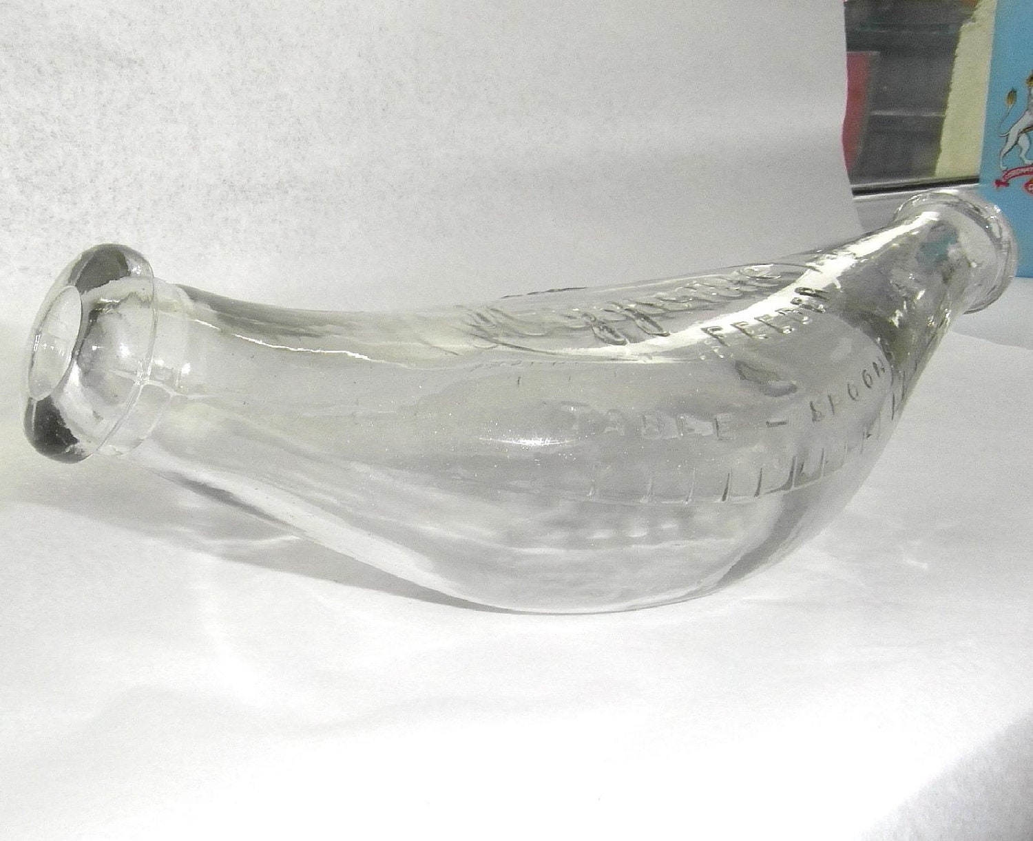 Vintage Allenburys Hygenic banana shaped baby feeding bottle.