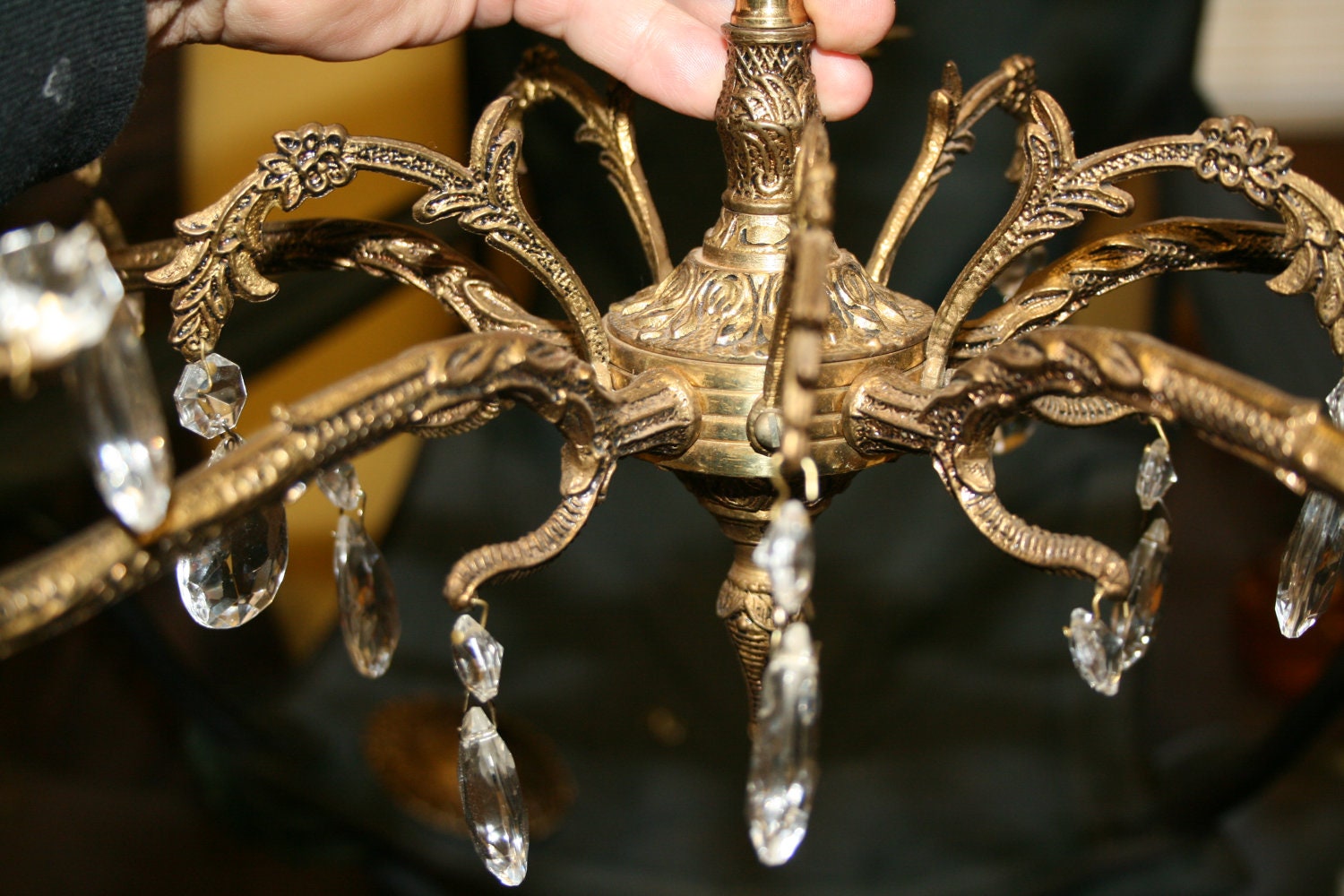 Antique 5 arm Brass Chandelier Made in Spain