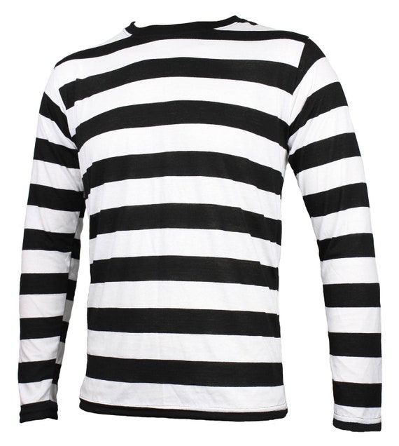 Men's Long Sleeve Black & White Striped Shirt by SkirtStar on Etsy