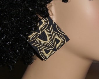 Large Stud Earrings - Fabric Covered Wood Earrings