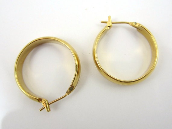 Shiny MONET Gold Tone Hoop Pierced Earrings by NewVisionVCJ