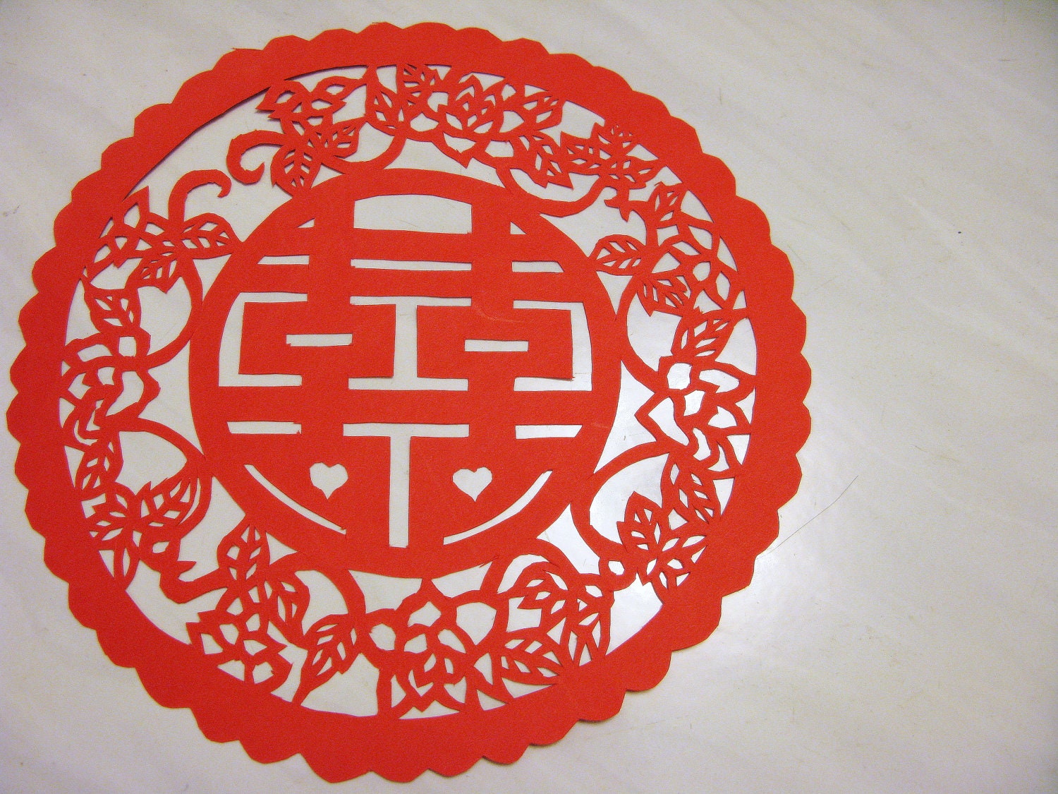 Tranditional Chinese Paper Cut art Double happiness surround