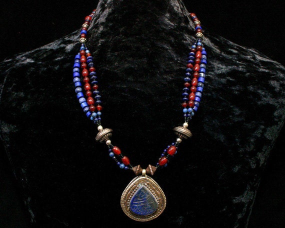 Moroccan Necklace Ancient Jewelry Lapis by ByDivineCollectibles