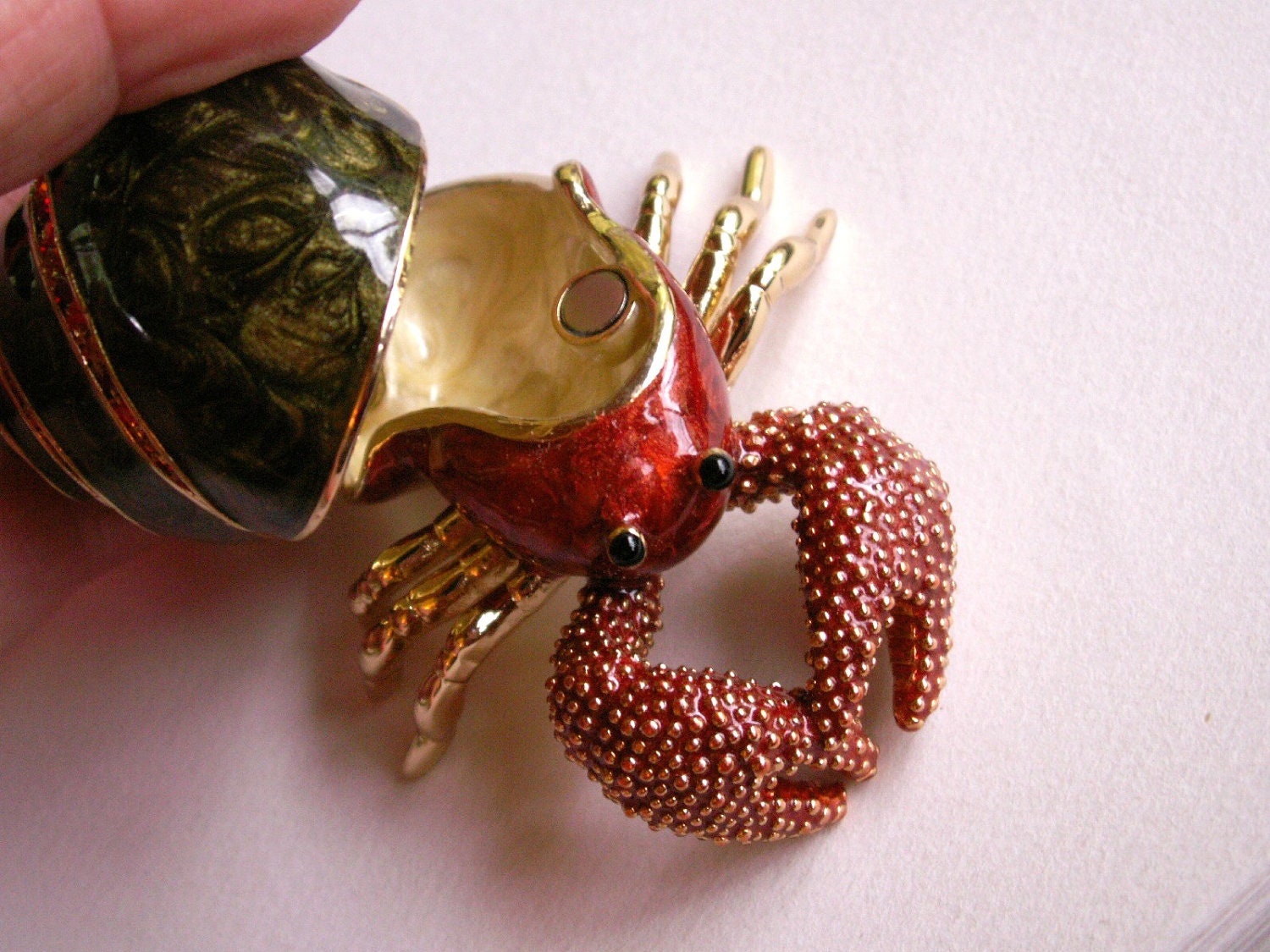 Rucinni Hermit Crab Enamel & Crystal Jewelry Trinket Box