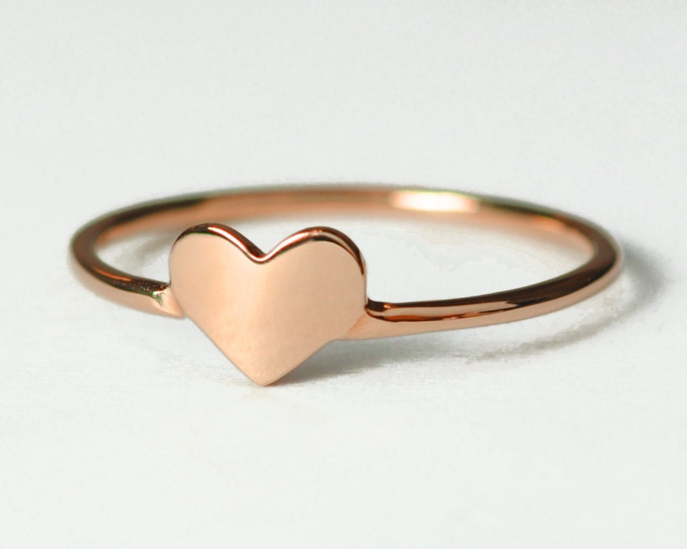 Solid 14K Rose Gold Heart Ring