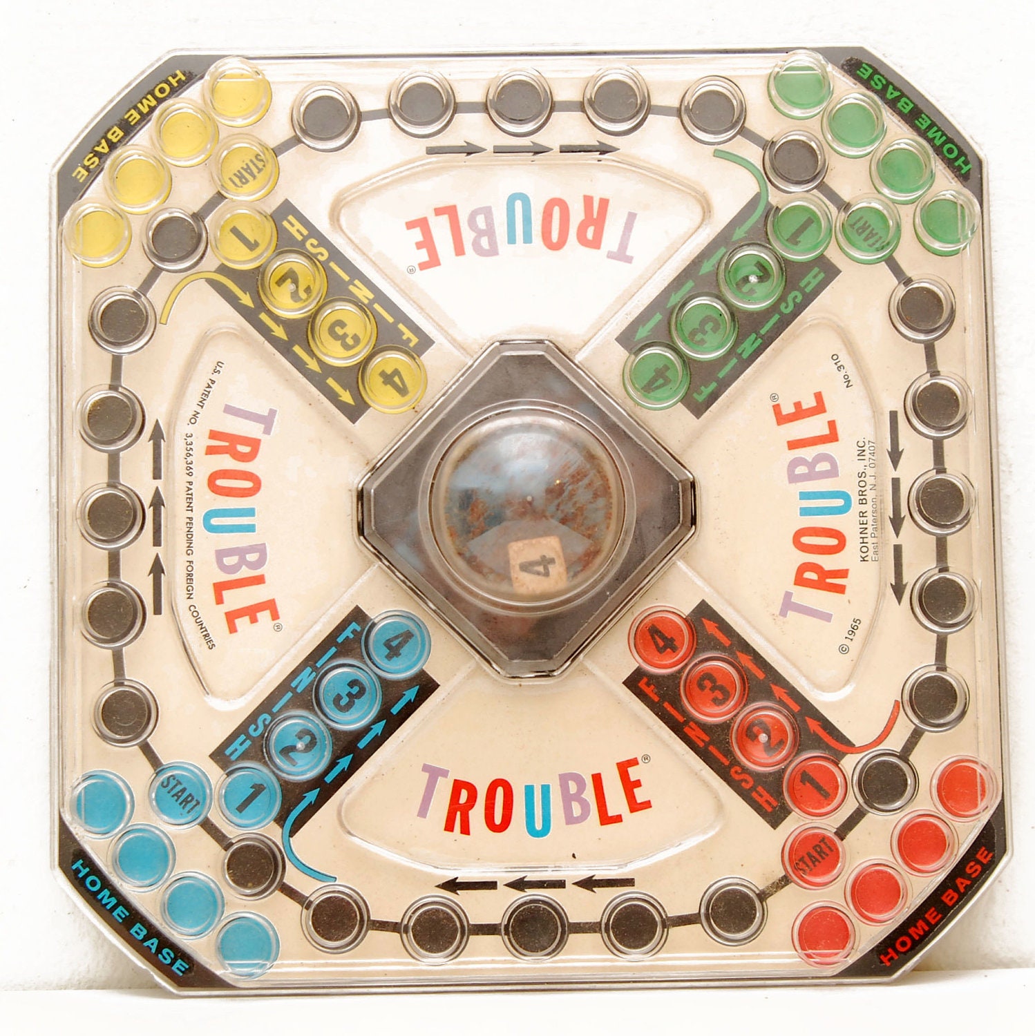 Vintage 1965 Trouble Game Board Only Pop O Matic