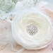 Ivory Wedding Bridal Flower Fascinator with Rhinestone Embellishment and Feathers, Hair Flower, Wedding Hair Piece, Feather Fascinator