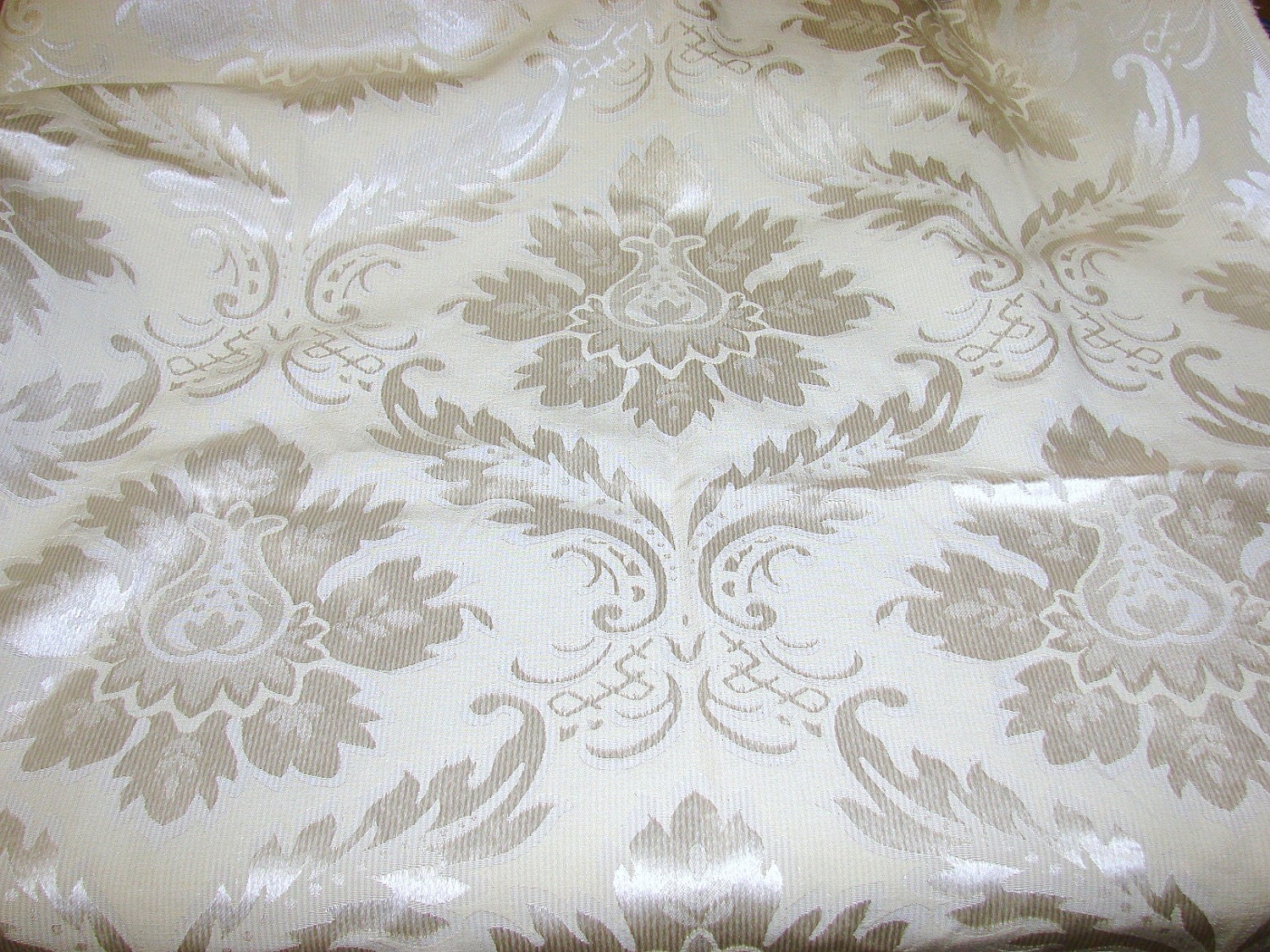 Old World Ivory Damask Upholstery Fabric 30 x 56