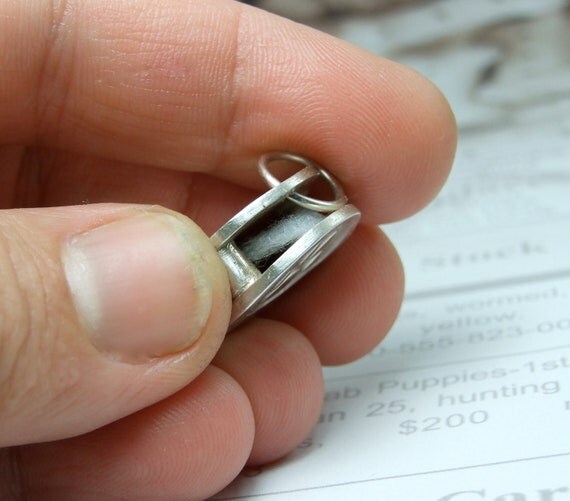 Dog Aromatherapy Pendant Sterling Silver Hand Stamped Paw