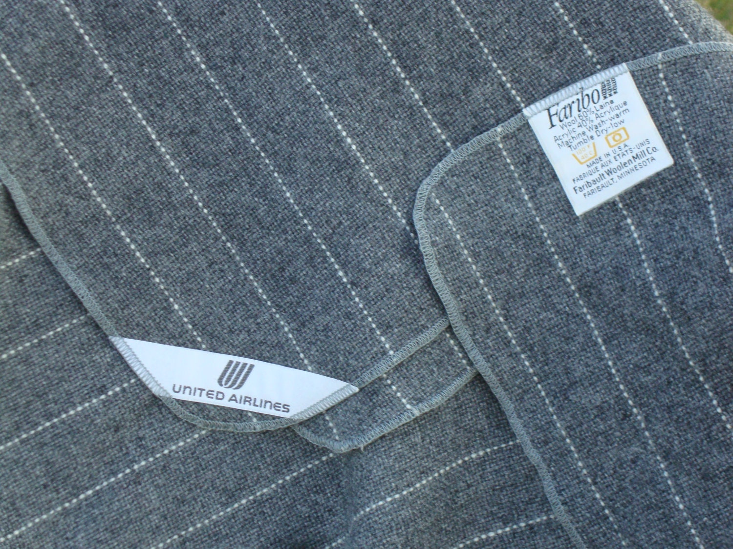 Vintage United Airlines Wool Blanket Faribo Woolen Mills