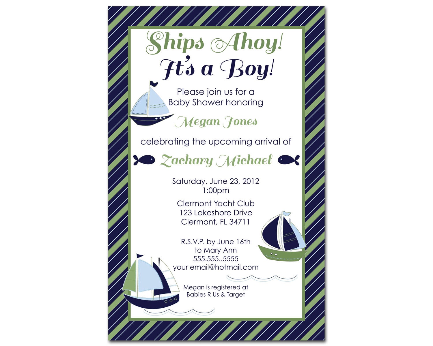 Nautica Zachary Sailboat Digital Baby Shower by BDesigns4You