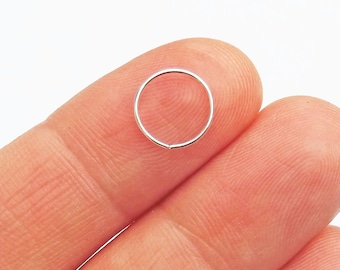 Argentium Silver Nose Hoop, Sterling Silver Nose Ring, 24 Gauge Cartilage Earring, Helix Piercing, Skinny Nose Hoop, Daith Jewelry