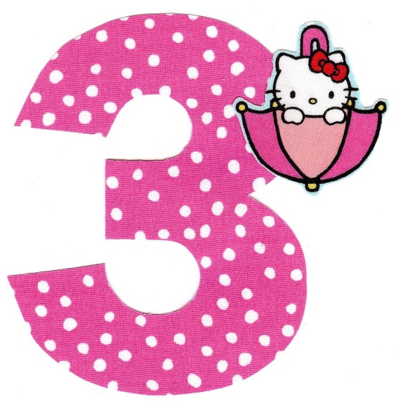 diy hello kitty applique and number 3 iron on applique