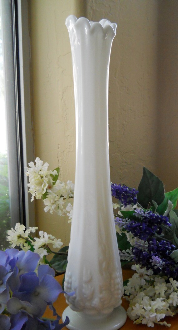 Vintage Tall Milk Glass Vase by cyndalees on Etsy