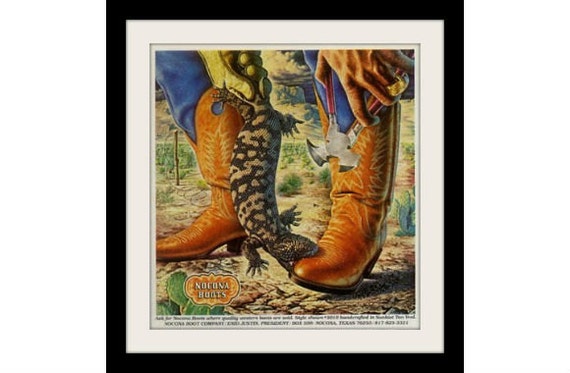 Nocona Cowboy Boots Gila Monster Ad Vintage By Stillsoftime