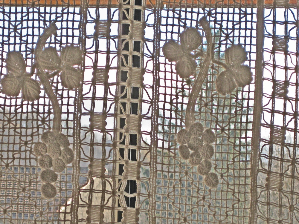 stunning French portiere door curtain cantonniere with grapes