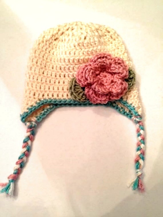 Handmade crochet baby beanie with ear flaps hat is by ...