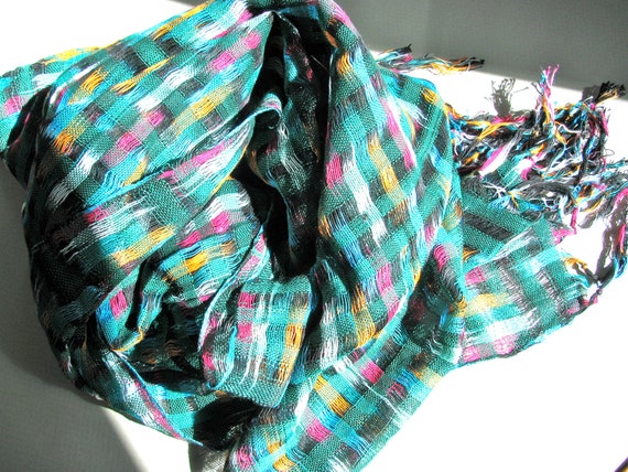 Handwoven summer scarf/shawl lightweight