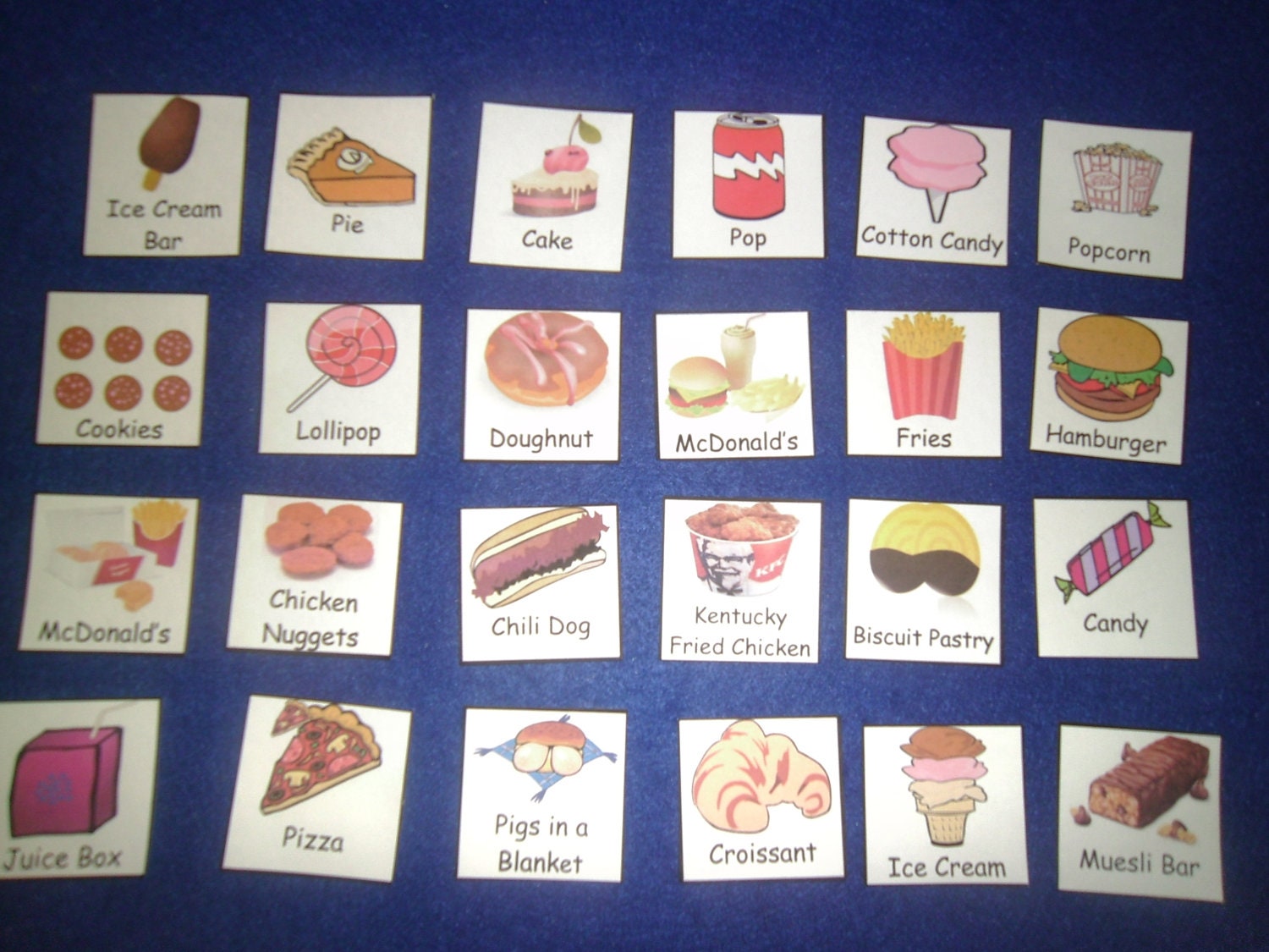 Junk Food Sight Words Laminated Flash Cards or Felt Board