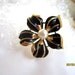 Trifari Black Enamel Pearl Flower Brooch 1960s Vintage Jewelry