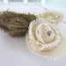 CHRISTMAS SALE Burlap flower magnets, shabby chic magnets,magnet set, farmhouse decor, magnets, burlap flowers