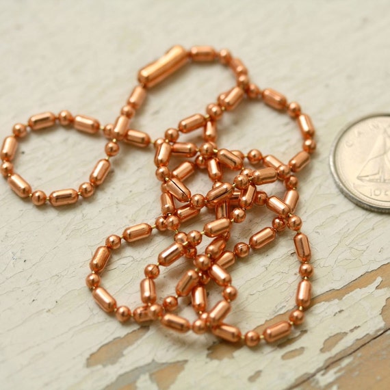 12ft Solid Copper Ball Bar Chain 2.4mm with 10 End Connectors