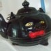 Vintage Redware Cat Teapot Shafford ca 1950 Black Cat Tea Pot