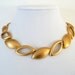 Monet Choker Necklace Linked Leaf Design In Brushed Gold Vintage Costume Jewelry