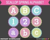 50% OFF SALE Clipart Digital Alphabet Scalloped Stitched Circle Spring Easter Baby Clip Art Commercial Use Clipart Instant Download Il_170x135