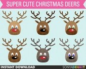 80% OFF SALE Clipart Reindeer Christmas invitations, cards, scrapbooking Instant Download Royalty Free Il_170x135