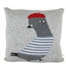 Decorative Pillow - Pierre the Pigeon - soft knitted pillow - grey, 18x18, includes insert