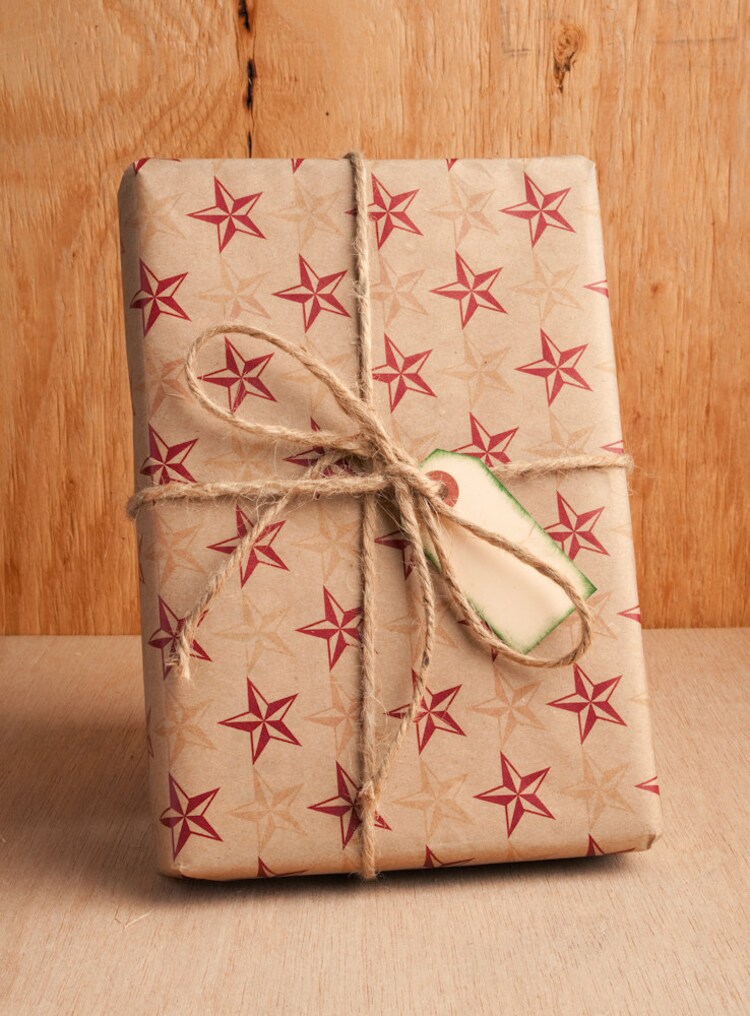 Rustic Star Wrapping Paper 3 Pack / 12 Sheets by NormansPrintery