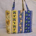 French Fabric Quilted Purse, Market Bag, Shopping Tote, Craft Bags, Shoulder Totes in Blue, Yellow and Gold Provencal Cotton Fabric