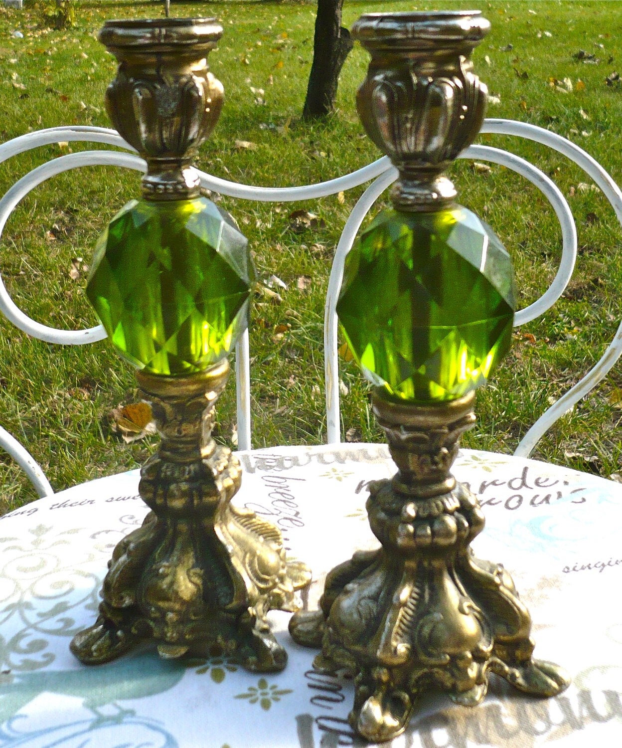 Candle Holders Baroque Ornate Green Vintage Candle Sconce