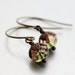 Brass Dangle Earrings - Autumn Drop Earrings, Clearance Sale, Czech Glass and Brass Earrings, Leaf Leaves, Woodland, Gift Under 20