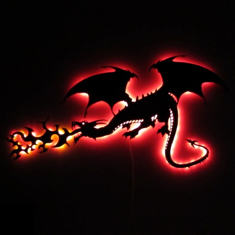 Fire Breathing Dragon LED lighted wall art