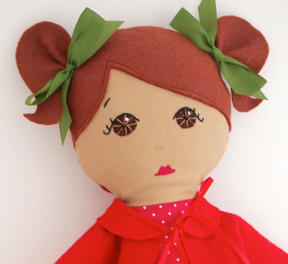 Handmade Cloth Doll Brown Hair and eyes with by MyGigiDoll on Etsy