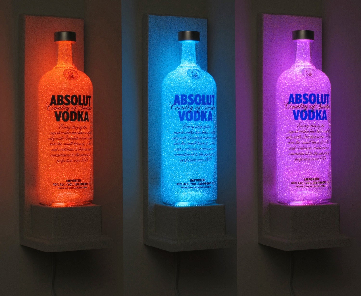 Absolut Vodka Wall Mount Color Changing LED by BodaciousBottles