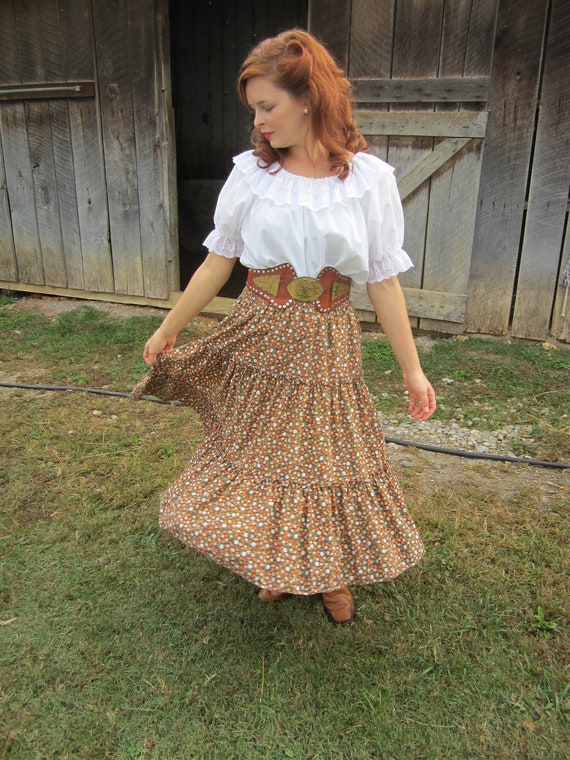 Vintage prairie skirt boho skirt 70s skirt