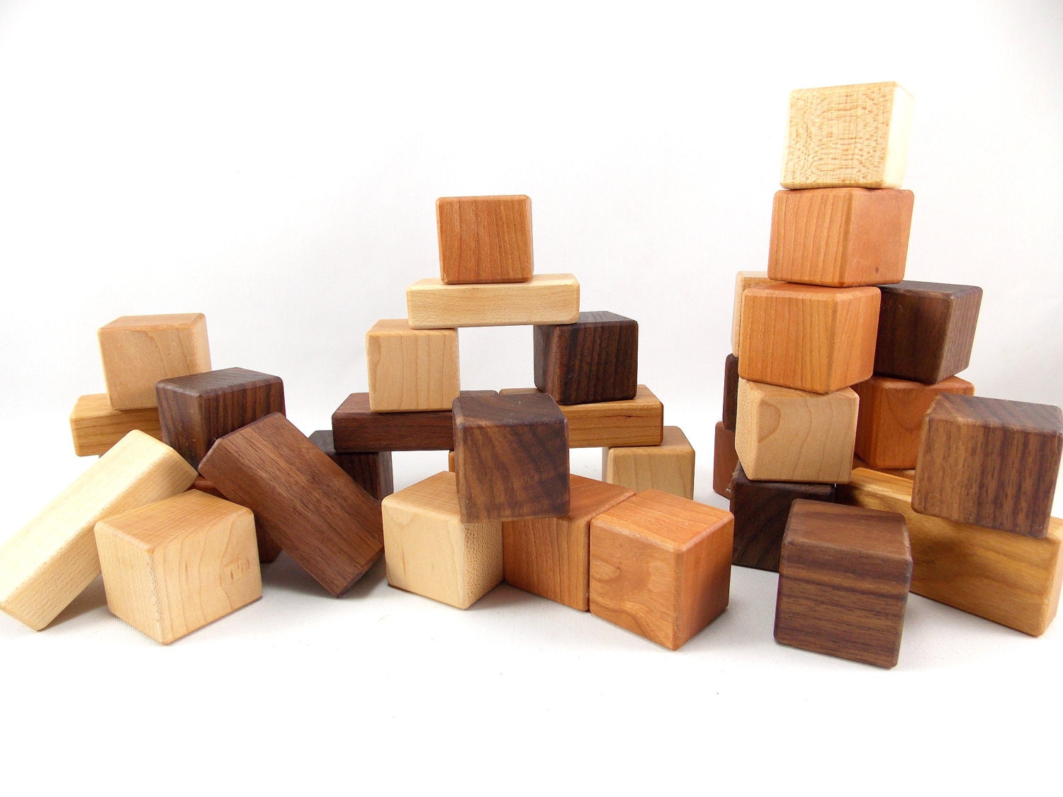 36 Wooden Building Blocks Natural Hardwood Toy by BannorToys