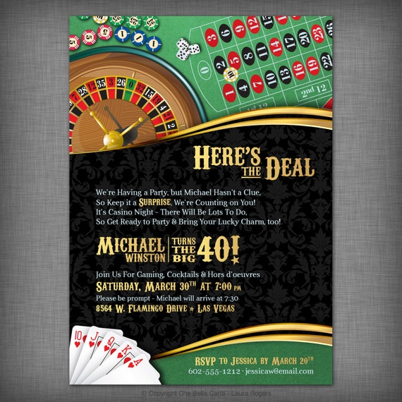 Casino Theme Invitation for Birthday Party by CheBellaCarta