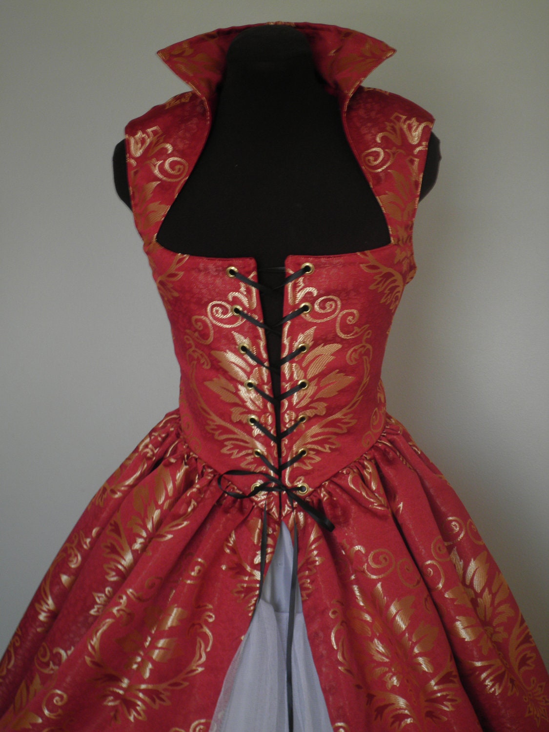 WineRed and Gold Renaissance Over Gown Dress 34 bust 30 waist