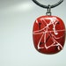 Polymer Clay Jewelry, Necklace, Pendant, Glazed, Maroon Drizzle - Square