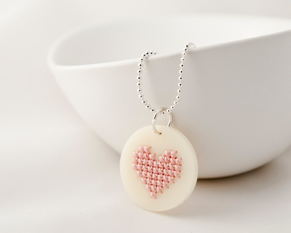 Cross Stitch Kit DIY Jewelry Kit Embroidered Jewelry Ivory