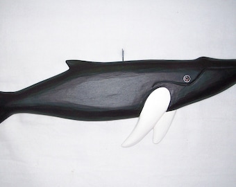 Hand carved and painted wood Humpback Whale wall sculpture by Randy & Elaine Fisher ,FISHER WILDLIFE