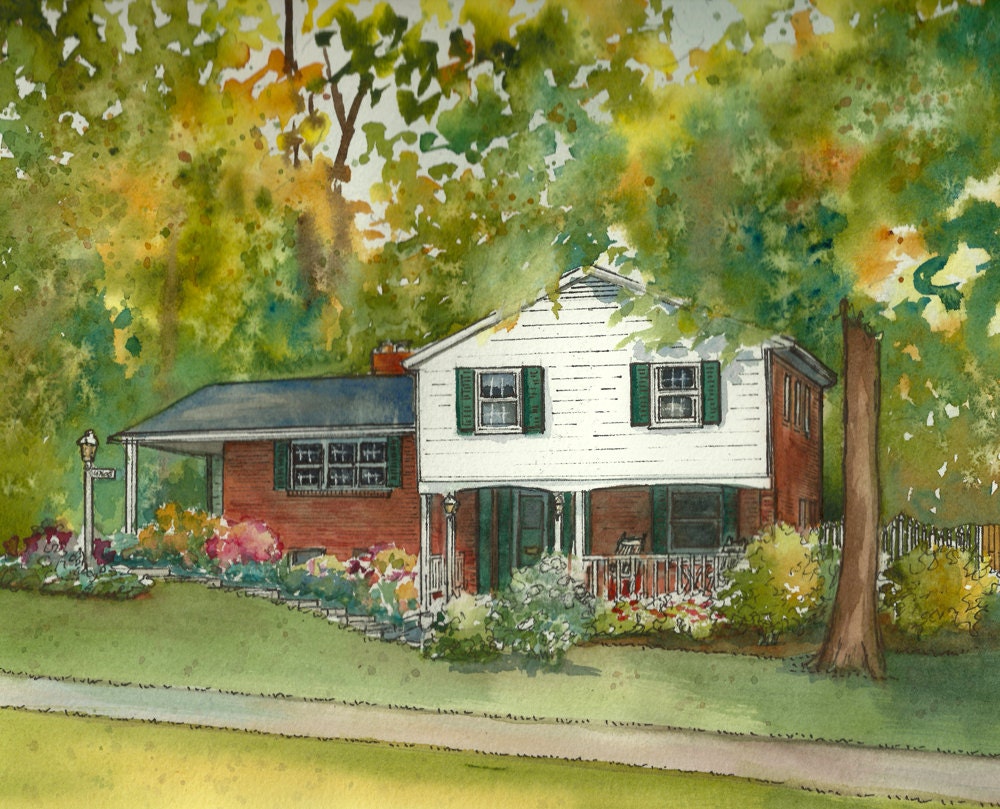 Watercolor House Portrait Personal Custom Painting from