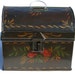 Antique rare 1800s primitive Vermont Farm Folk Art Tin Toleware Hand Painted Large Document Box All Hand Painted