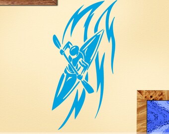 Kayak Vinyl Wall Decal - Water Sports Vinyl Decal - Extreme Sports Kayak Decal - ES046