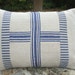 FRENCH LINEN GRAINSACK & Vintage French Mattress Ticking country farmhouse pillow.cushion, beach, coastal, blue stripes