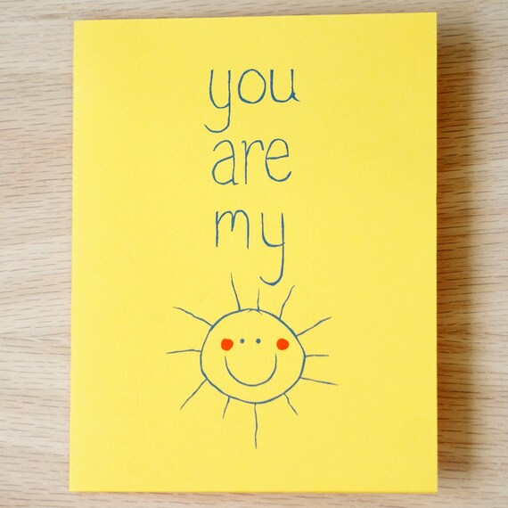 You Are My Sunshine Card by TroyClothandPaper on Etsy